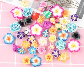 50 Mixed style Polymer Clay Flowers Grab bag FD012