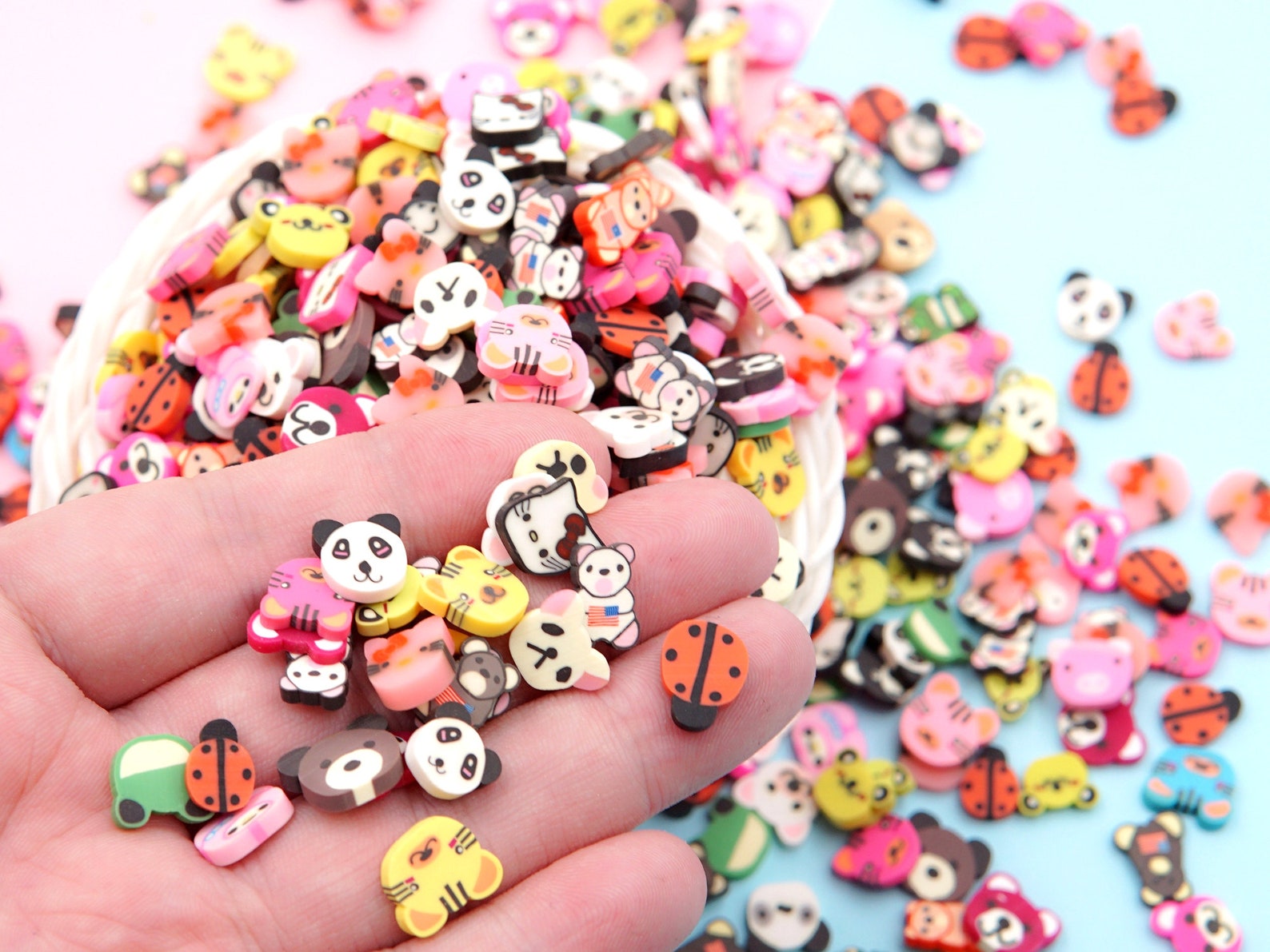 10mm Cartoon animals Polymer Clay Slices Assorted Kawaii Food | Etsy