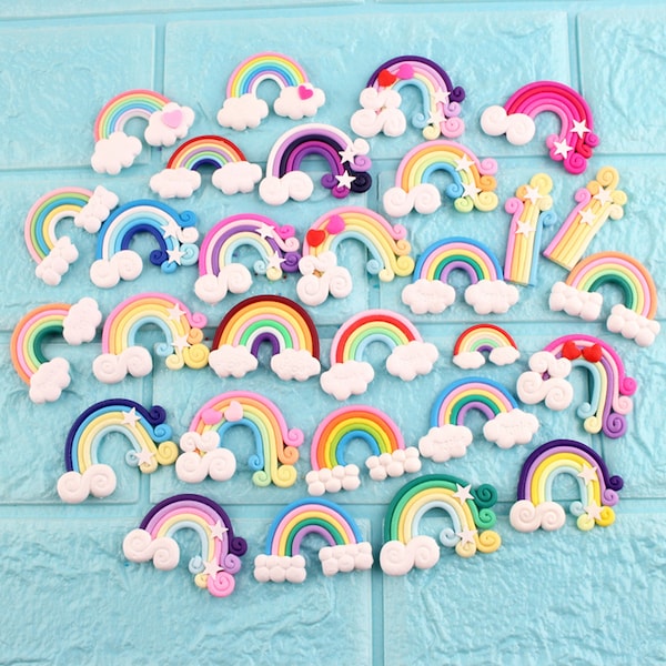 20 Color mixing Rainbows DIY beautiful Rainbow Polymer Clay Appliques RCA091-1