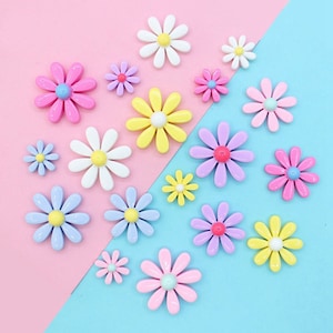 Daisy Color and Size Mixed Resin Charms cabochons Ornament or Scrapbook DIY Crafts RCA403