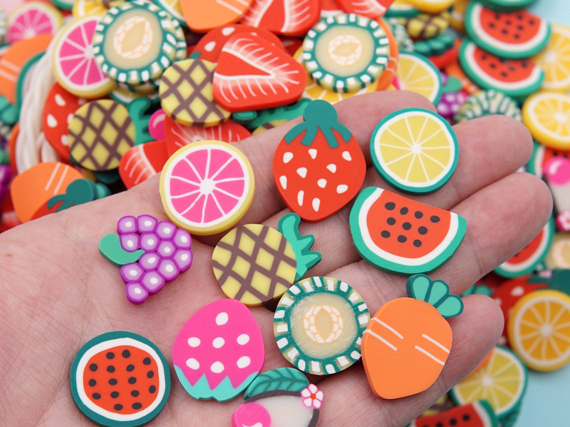 20mm Assorted Fruit Polymer Clay Slices Etsy