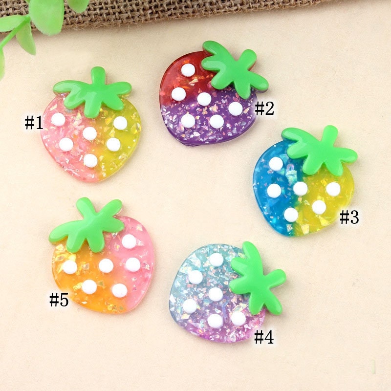 Kawaii Strawberry Resin Charms Cabochons Ornament or Scrapbook - Etsy