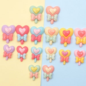 Heart lollipop Resin Charms cabochons Ornament or Scrapbook DIY Crafts RCA199