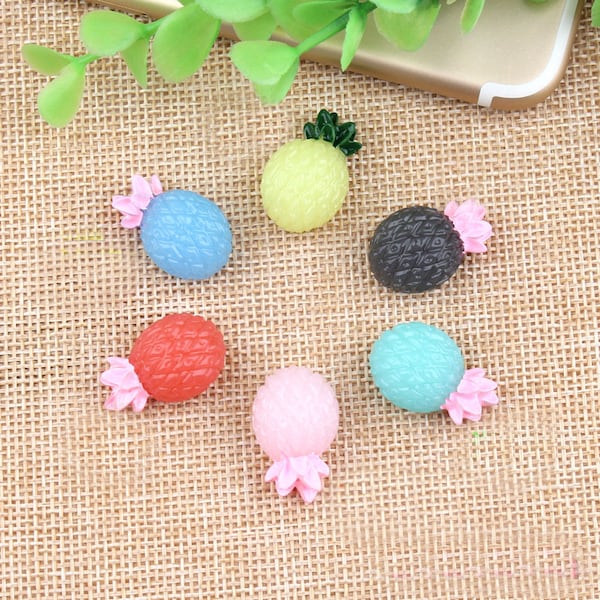 Jelly color Small Pineapple Resin Slime Charms cabochons Ornament or Scrapbook DIY Crafts RCA309