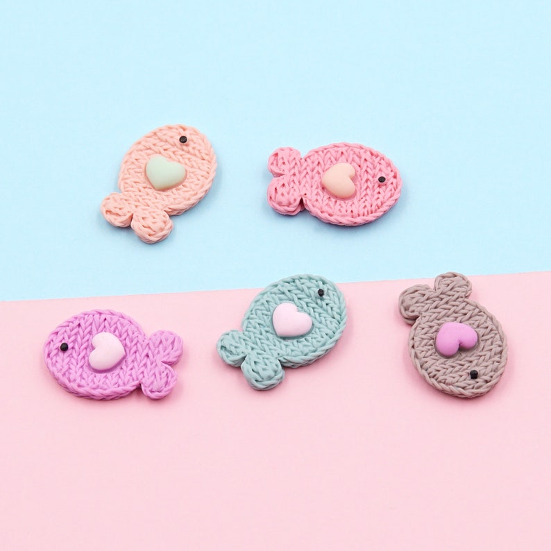 False Knitting Small Fish Resin Slime Charms cabochons Ornament or Scrapbook DIY Crafts RCA364