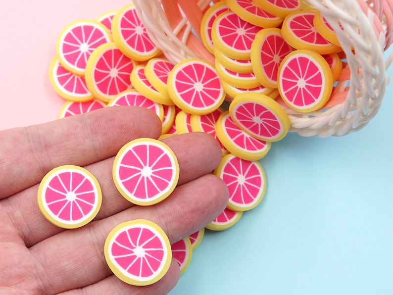 20mm Grapefruit Polymer Clay Fruit Slices Etsy