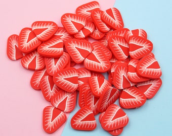 20mm Strawberry Polymer Clay Fruit Slices