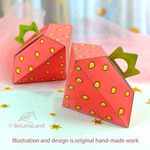 Strawberry Favor Box Printable, DIY Paper Gift Bag Template, Editable Party Box, Summer Berry Party Decor, Digital Download Candy Treat Bag