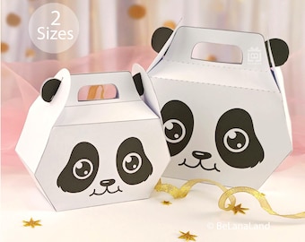 Panda Favor Box Template, Printable Goody Bag for Birthday, Baby Shower Gift Box, DIY Paper Craft, Cute Panda Party Decoration