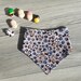 Grey Leopard Print Bamboo Terry Towel Dribble Bib, Bandana Bib 