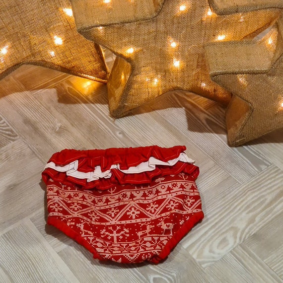 Red Christmas Baby Bloomers Frilly 