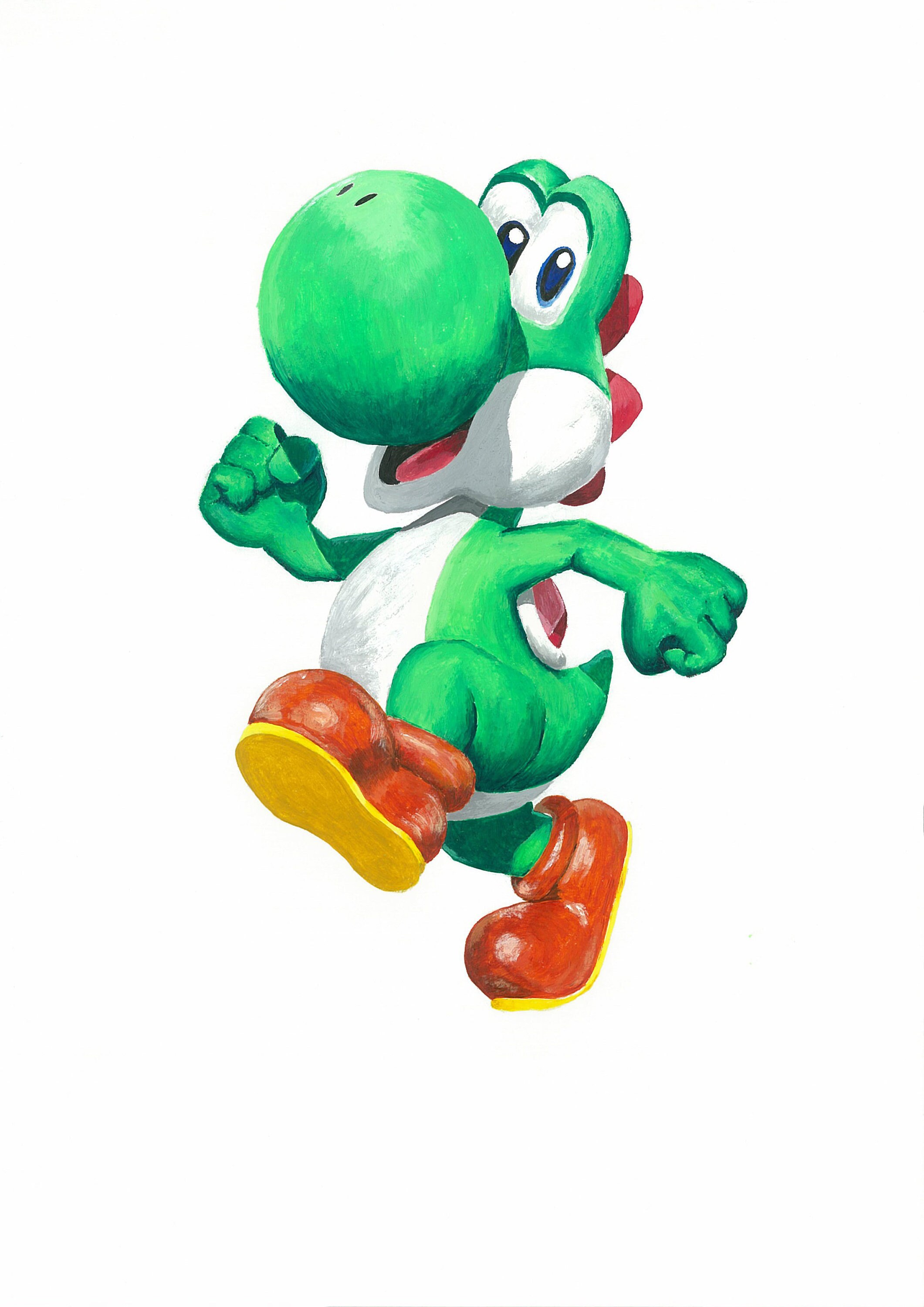 Yoshi Acrylic Painting Print Art Super Mario Super Mario Etsy