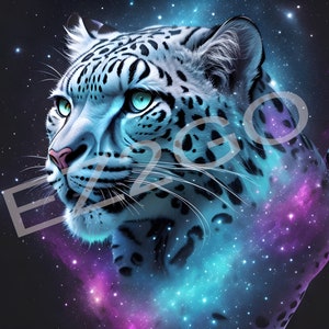 Leopardo de las nieves, retrato impreso, arte salpicado, decoración de pared vectorial, arte de pared, alta calidad, ilustración 3D, muy alta resolución.