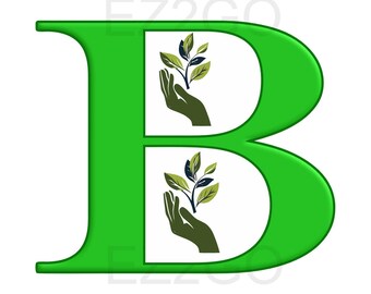 Personal Garden Design Landscaping Logo,"B", 3D, DIY, Geometric, Premade, Brand Identity, Houshold, Commercial, 10 X 10 inch, png, svg, pdf