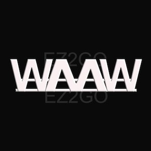 May include: White 3D letters spelling out the word "WAAW" against a black background. The letters have a shadow effect, giving them a raised appearance. The overall design is simple and modern.