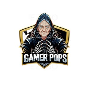 LOGO Gamer Pops Gaming Pro, Jugadora femenina, Ganadora de torneos, Maestra de consola, Logotipo, Insignia, Mascota, Uso personal-comercial, 8" x 8", Ampliado, PNG