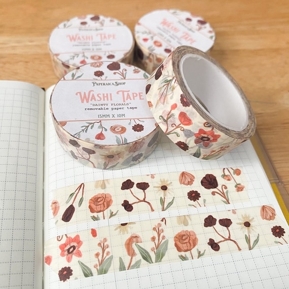 Dainty Florals Washi Tape, Vintage Washi, Masking Tape, Design Tape,  Journal Tape, Plant Washi Tape, Book Washi | WT014 | PaperaicaShop