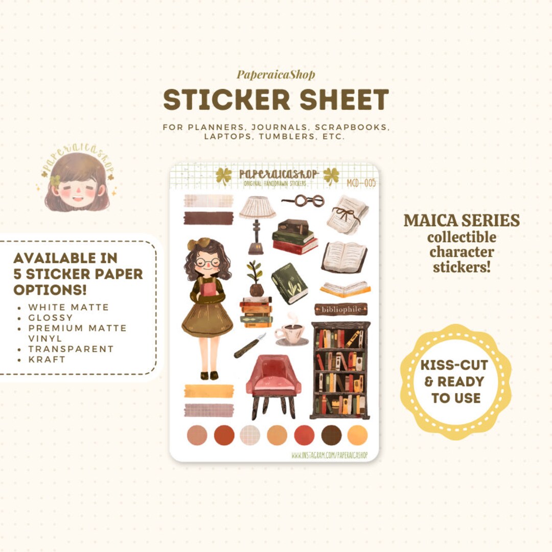 Sticker Sheet Book Ephemera Washi Classical Starts and or Puff Farm 