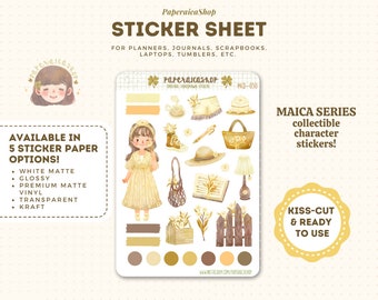 Daisycore Sticker Sheet | Daisy Girl Stickers, Flower Daisy Stickers, Flower Girl Dress Stickers, Daisy Spring Stickers, Cute Daisy Stickers