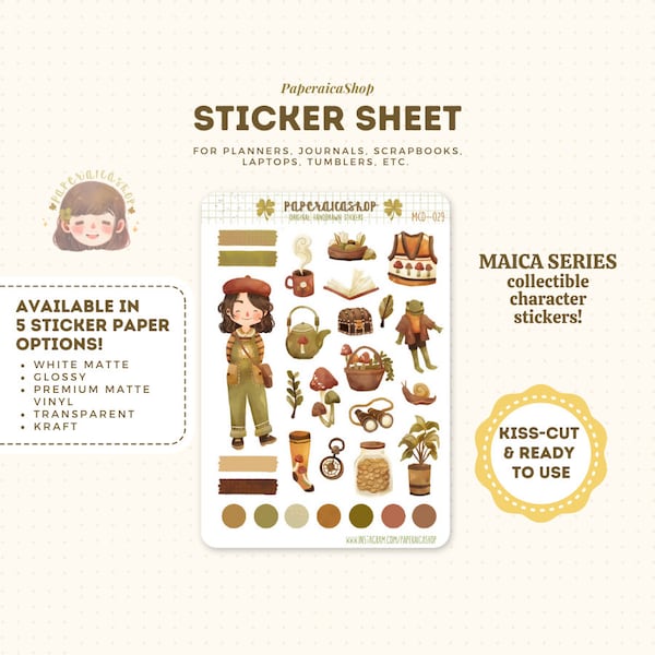 Goblincore Girl Sticker Sheet | Goblincore Sticker, Terrarium Stickers, Goblincore Decor, Fall Lover Sticker, Mushroom Lover Sticker Set