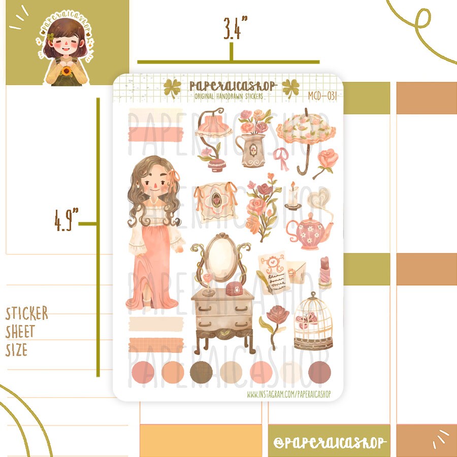 Cute Dainty Girl Stickers Rosy Stickers Enchanted Stickers - Etsy