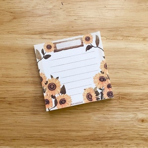 Sunflower Notepad, Cute Notepads, Memopad, Aesthetic Notepad, Notepad Cute, Stationery, Memopad 3 x 3 | NP001 | PaperaicaShop