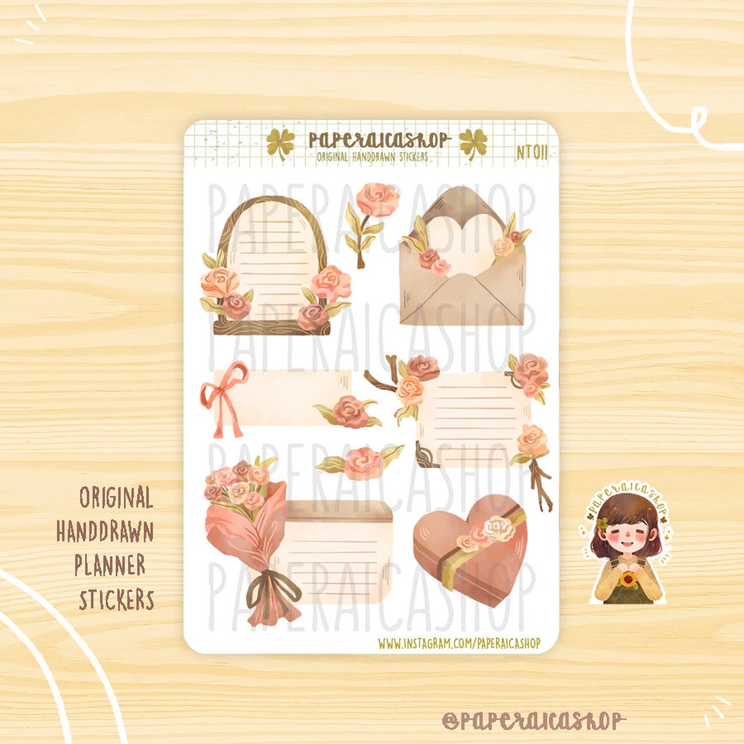 Rosy Note Stickers Valentine Stickers Envelope Stickers - Etsy