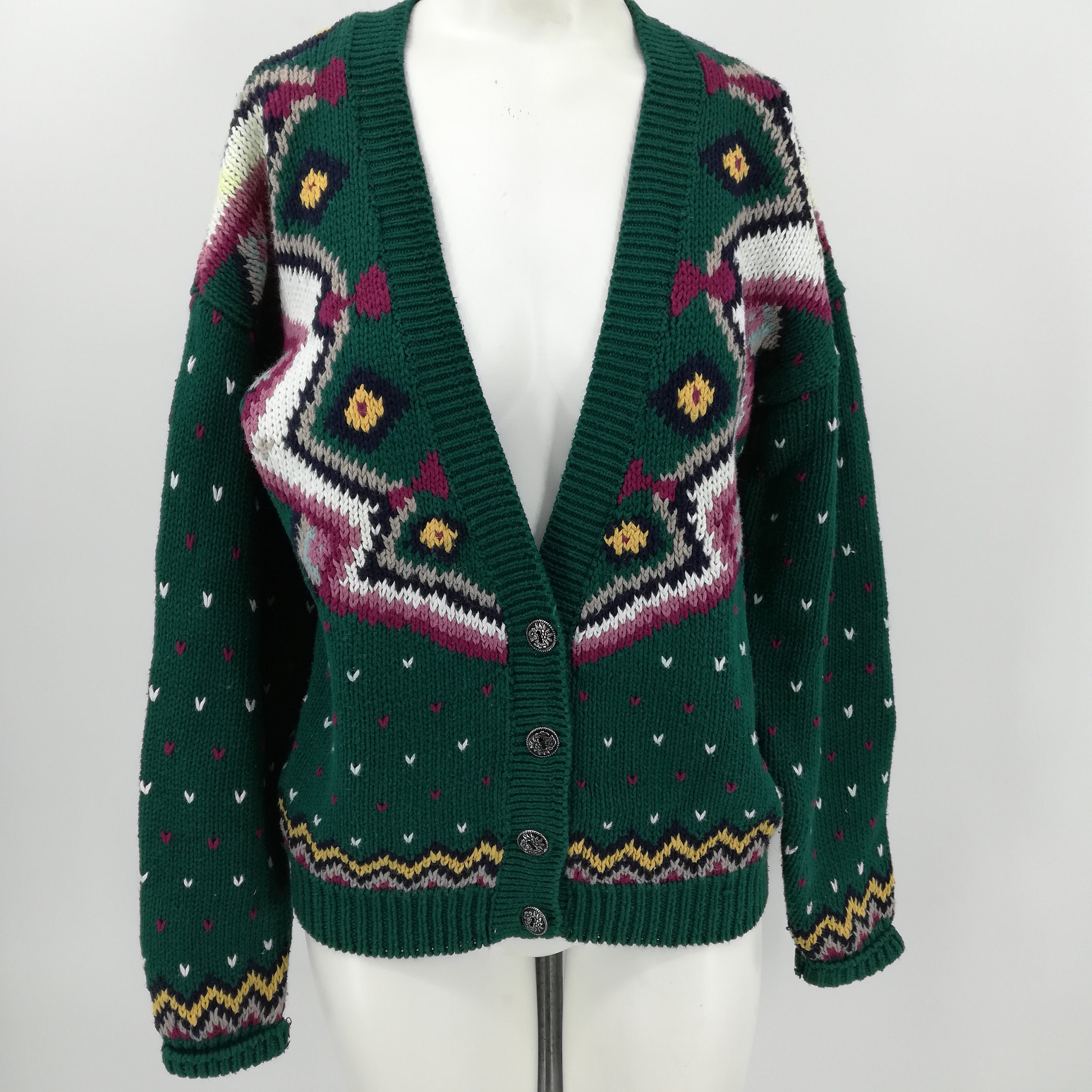 Vintage Fair Isle Cardigan Sweater Size M Womens Southwest | Etsy