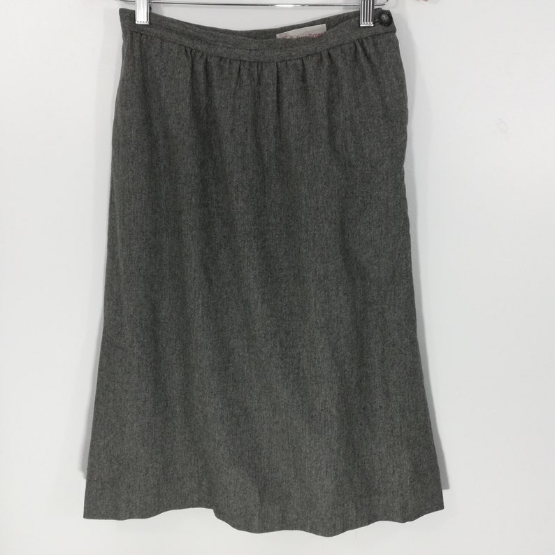 80s Evan Picone Pleated Pockets Lined Slits Vintage Wool Pencil Skirt Size S