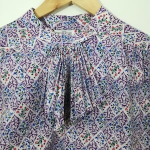 Vintage 70er Jahre 80er Jahre das Feuer Insel frau Bluse Größe 1X? Floral Rüschen Top Shirt viktorianischen Puff Ärmel Scroll