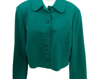 Vintage Pendleton Cropped Virgin Wool Green Blazer Size M/L? Collar Lined 1950s