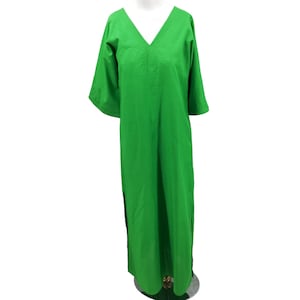 Vintage Two Potato Maxi Kaftan Kleid Größe S? Grün bestickter Pullover aus den 70er Jahren