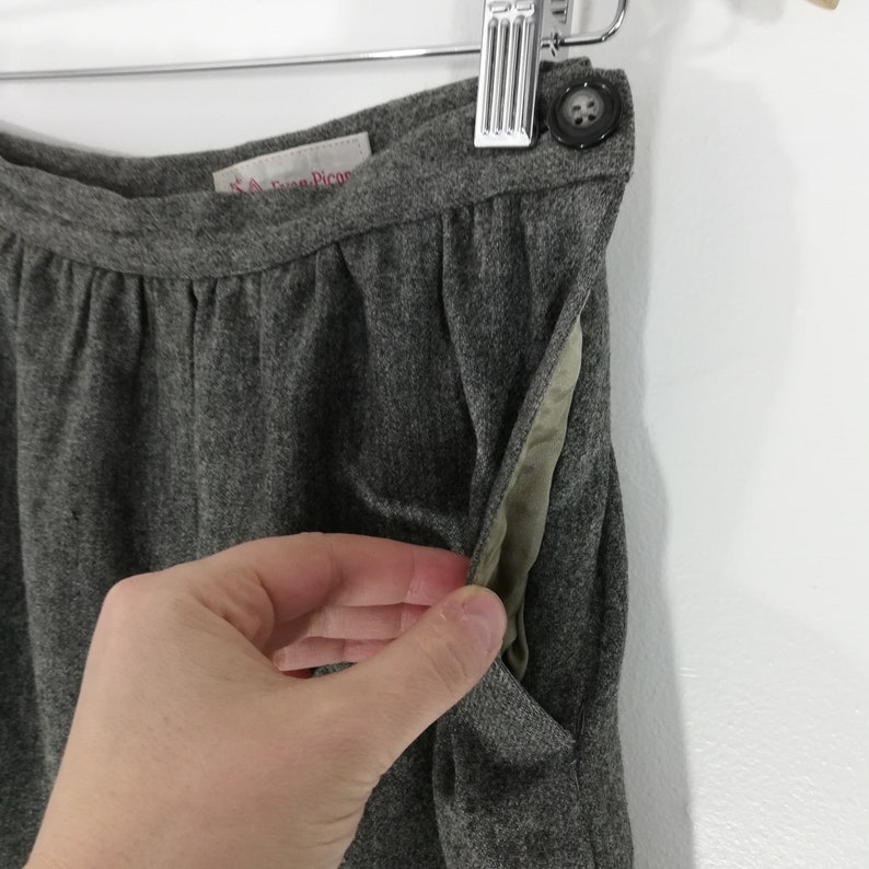 80s Evan Picone Pleated Pockets Lined Slits Vintage Wool Pencil Skirt Size S