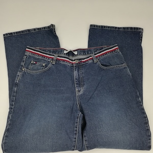 Jahrgang Tommy Hilfiger Band Taille gerade geschnitten Jeans Größe 14 Mama hoch taille