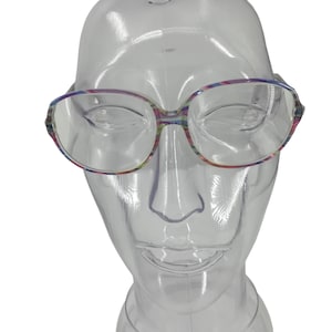 Vintage 80s Oversized Eyeglasses Eyeglass Frames Rainbow Abstract Pastel Pink