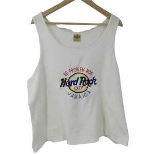 Vintage Hard Rock Cafe Jamaica Tank Top Size XL Muscle Embroidered Cropped Beach