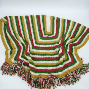 vintage Grandma Square Crochet Rectangle Afghan Blanket Throw Fringe 63 » X 43 »