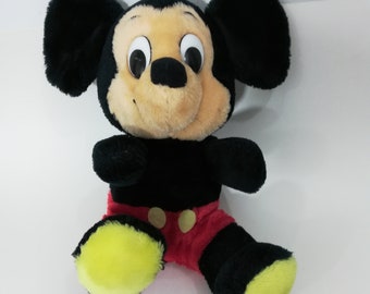 Vintage Stuffed Mickey Mouse Plush Sitting Made In Korea Animal Toy 10"