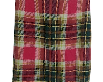 Vintage Chadwicks Plaid Wool Pencil Skirt Red Size 8P Petite Red 90s Preppy Y2K