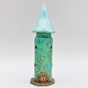 Potion Bottle, covered glass vial, fantasy fairy castle sculpture, altered bottle