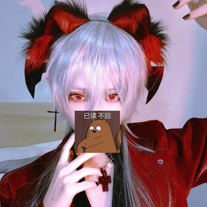Gothic Red Bat Cat ears Halloween Inspired Cosplay Costume-cosplay ear-Aritificial furry ears Realistic Anubis wolf ear-Faux fur ear-Lolita