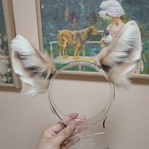 Auricle fox ears-fluffy fur ears-Party ears-Faux ears-wolf ears cosplay-Brown fox ears cosplay-Halloween-Lolita-Hair band-Animal ear-Gift