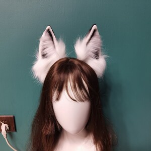 Cosplay Black White Wolf ear headband-petplay-furry ears-White wolf simulation fox ears vampire Halloween gift-Lolita-party ears-cute ears