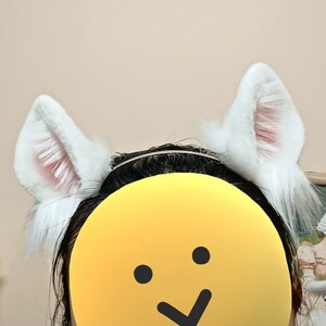 Cute White hamster ear headband,Dog ears-Cosplay-Plush ears,Anime ears-Cute Ears-Handmade-Halloween-Lolita-party ears-Cute Ears-mouse ears