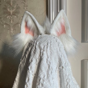 Cosplay White Wolf ear headband-petplay-furry ears-White wolf simulation fox ears vampire Halloween gift-Lolita-party ears-cute ears