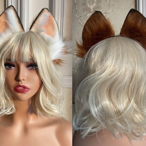 Brown fox ears-fluffy fur ears-Pink wolf ears-Faux ears-ears cosplay-fox ears cosplay-Halloween-Lolita-Hair band-Animal ear-Gift-party ear