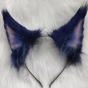 Fox blue ears-fluffy fur ears-Blue wolf ears-Faux ears-wolf ears cosplay-fox ears cosplay-Halloween-Lolita-Hair band-Animal ear-Gift