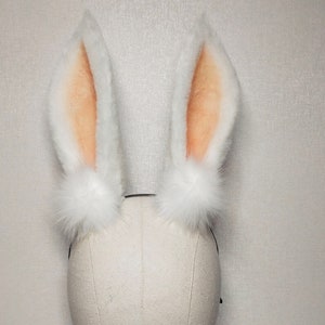 Realistic White Rabbit ears-Halloween-Lolita-Party ear-Floppy bunny ears-cosplay Christmas gift-fluffy fur ears-Faux ears-little rabbit ears
