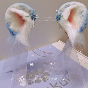 Cute Blue bear ear headband,Dog ears-Cosplay-Plush ears,Anime ears-Cute Ears-Handmade-Halloween-Lolita-party ears-Cute Ears-mouse ear