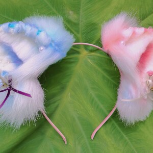 Cute Blue hamster ear headband,Dog ears-Cosplay-Plush ears,Anime ears-Cute Ears-Handmade-Halloween-Lolita-party ears-Cute Ears-mouse ears